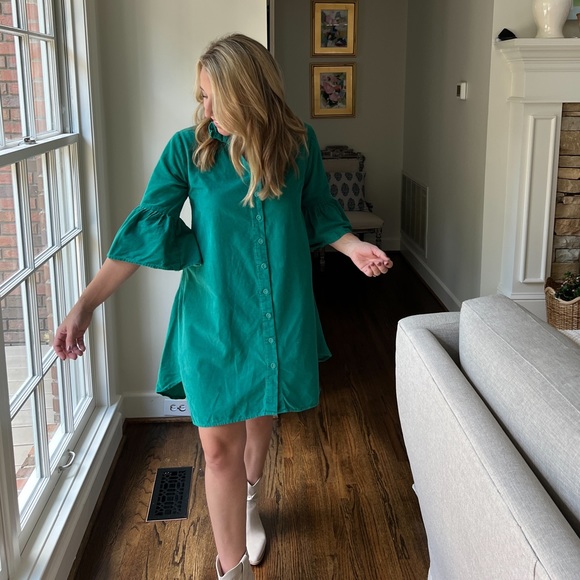 Holly Shae Emerald / Teal Corduroy Swing Dress - Picture 6 of 15